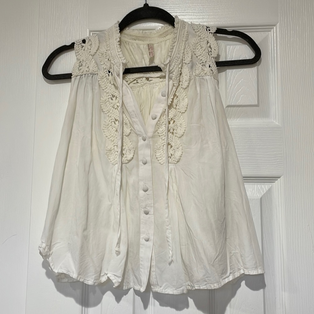 Free People White Lace Blouse, size small